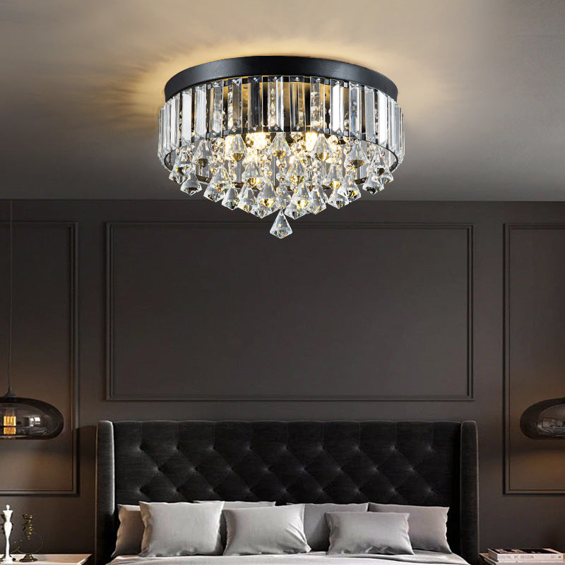 Modern Round Iron Crystal Beads 6/9-Light Flush Mount