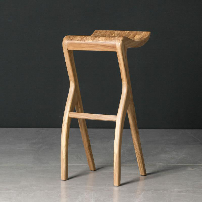Japanese Curved Ash Wood Bar Stool