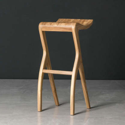 Japanese Curved Ash Wood Bar Stool