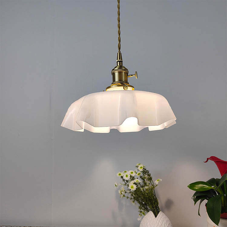 Japanese Cream Petal Glass Pendant Light