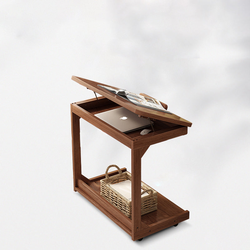 Vintage Wood Flip-Top 2-Tier Side Table