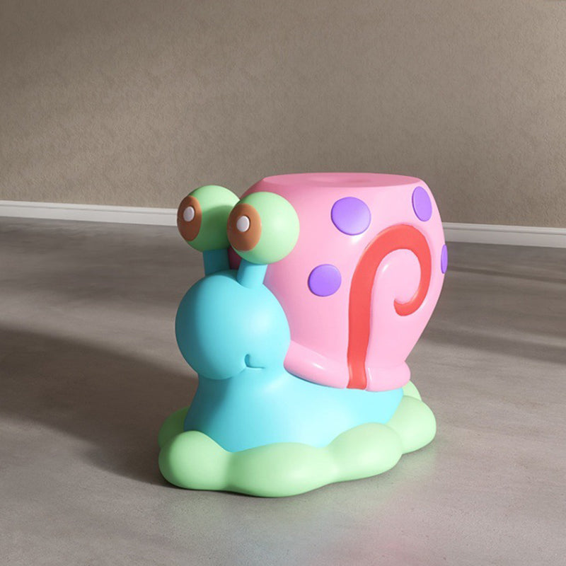 Contemporary Cartoon Snail Resin Low Stool