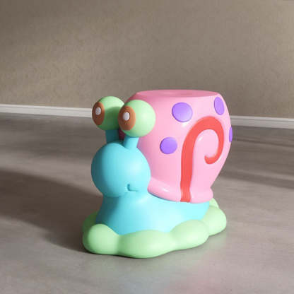 Contemporary Cartoon Snail Resin Low Stool