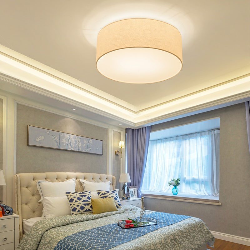 Nordic Round Drum Fabric Flush Ceiling Light