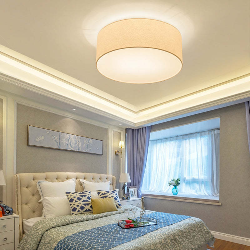 Nordic Round Drum Fabric Flush Ceiling Light