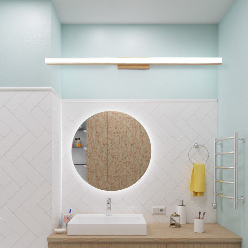 Beige nordic wooden vanity wall sconces — 15.75" W x 1.97" H / Warm White (3000K) / 220V-240V (UK/AU)