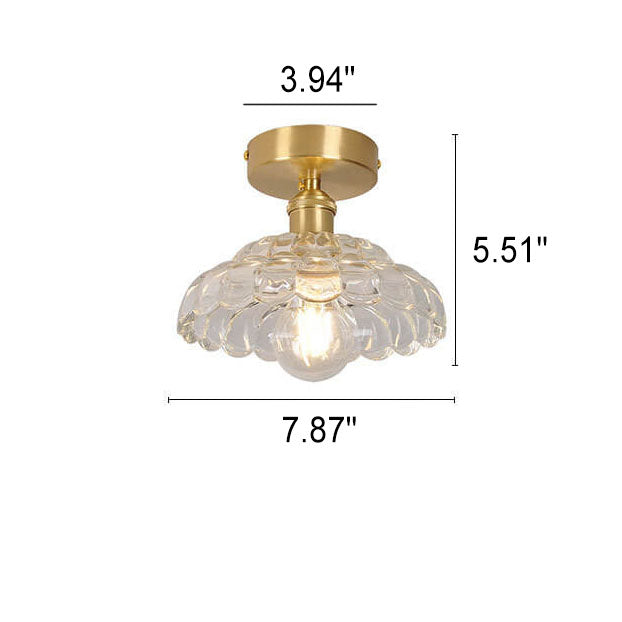 Vintage Brass Glass Dome Ceiling Light