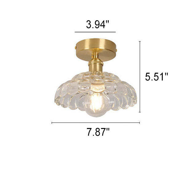 Vintage Brass Glass Dome Ceiling Light