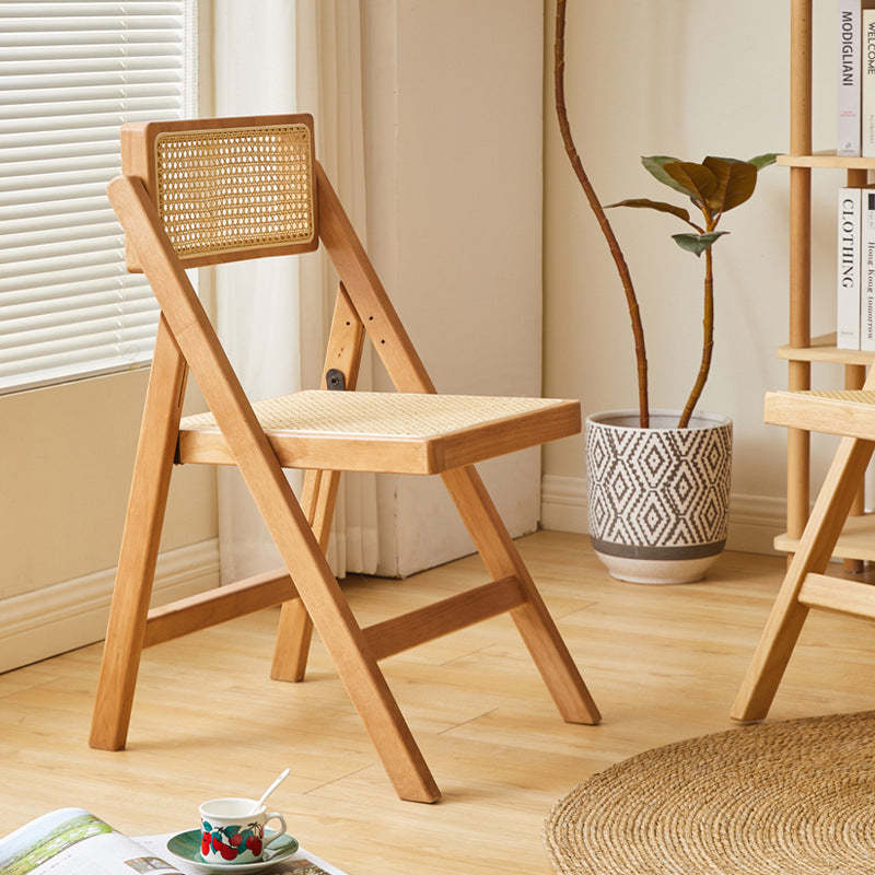 Vintage Rattan Rubberwood Dining Chair