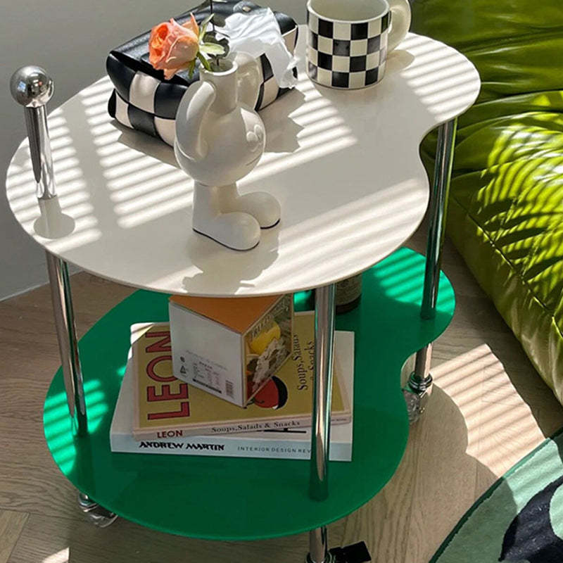 Minimalist Cloud Acrylic Steel 2-Tier End Table