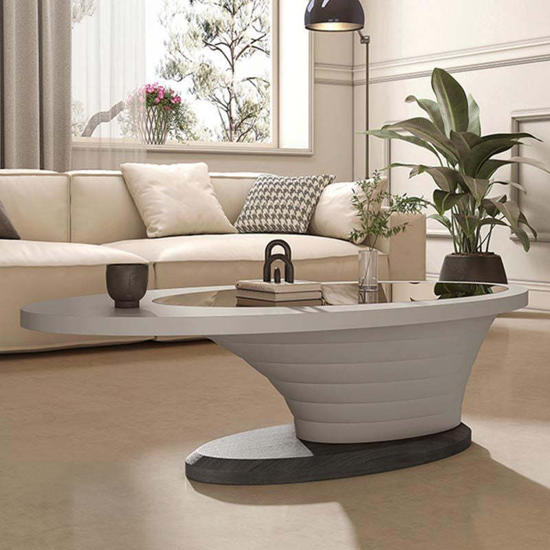 Luxury Oval Glass Coffee Table — White