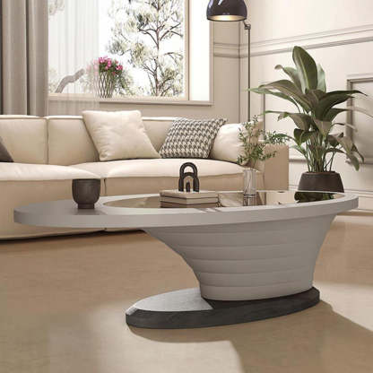 Luxury Oval Glass Coffee Table — White