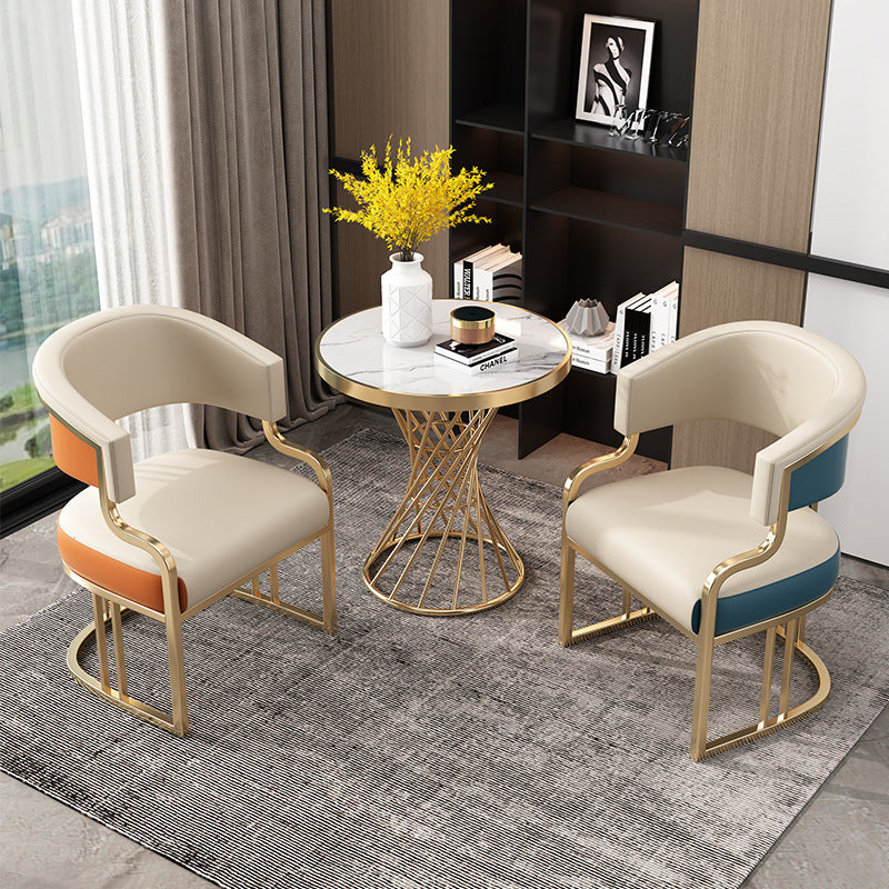 Modern Arch Leather Iron Dining Chair — Normal - Gray