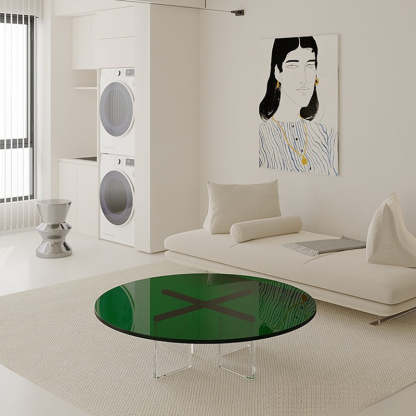 Minimalist Cross Base Acrylic Coffee Table