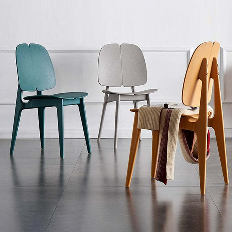 Minimalist Plastic Square-Frame Dining Chair — White