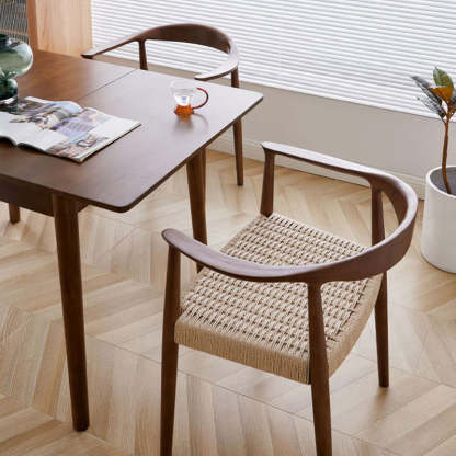 Vintage Braided Rope Wood Dining Chair