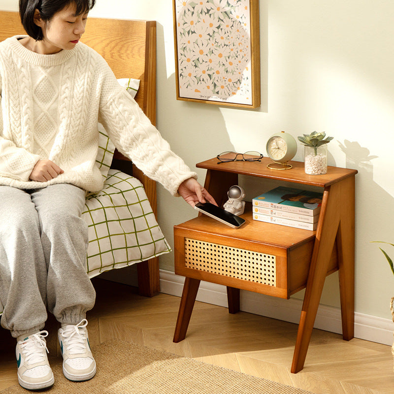 Contemporary Rectangular Wood 1-Drawer End Table