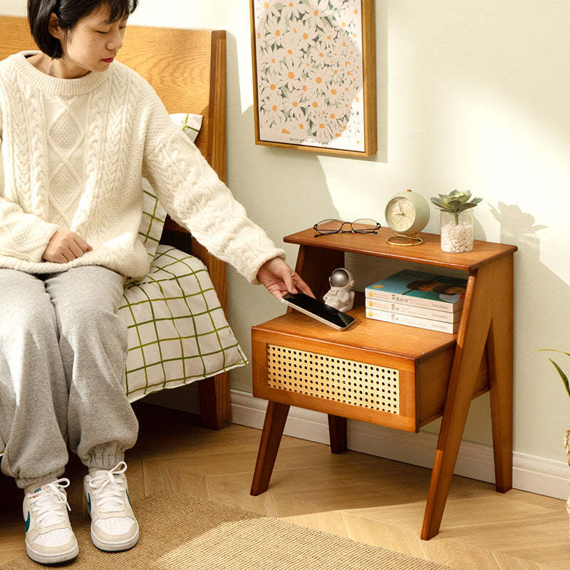 Contemporary Rectangular Wood 1-Drawer End Table