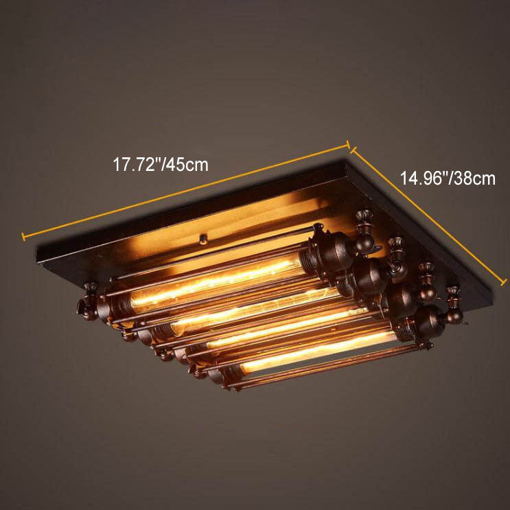Nostalgic Industrial Iron Glass Strip 4-Light Flush Light