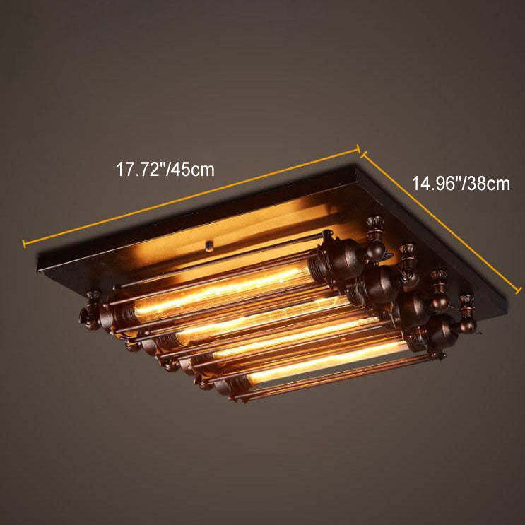 Nostalgic Industrial Iron Glass Strip 4-Light Flush Light