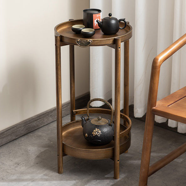 Chinese Bamboo Tray 2-Tier End Table