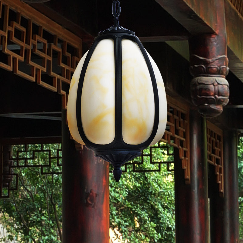 Jade pumpkin metal pendant lighting for patio — 8.27" W x 23.5" L x 14.17" H / Yellow Pumpkin / 220V-240V (UK/AU)
