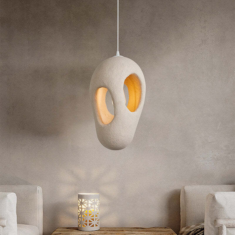 Japanese Wabi-sabi Resin Circle Pendant Light
