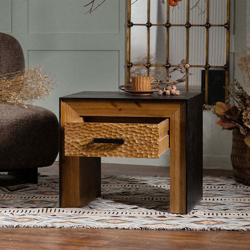 Vintage Solid Wood Engineered Wood Veneer Side Table