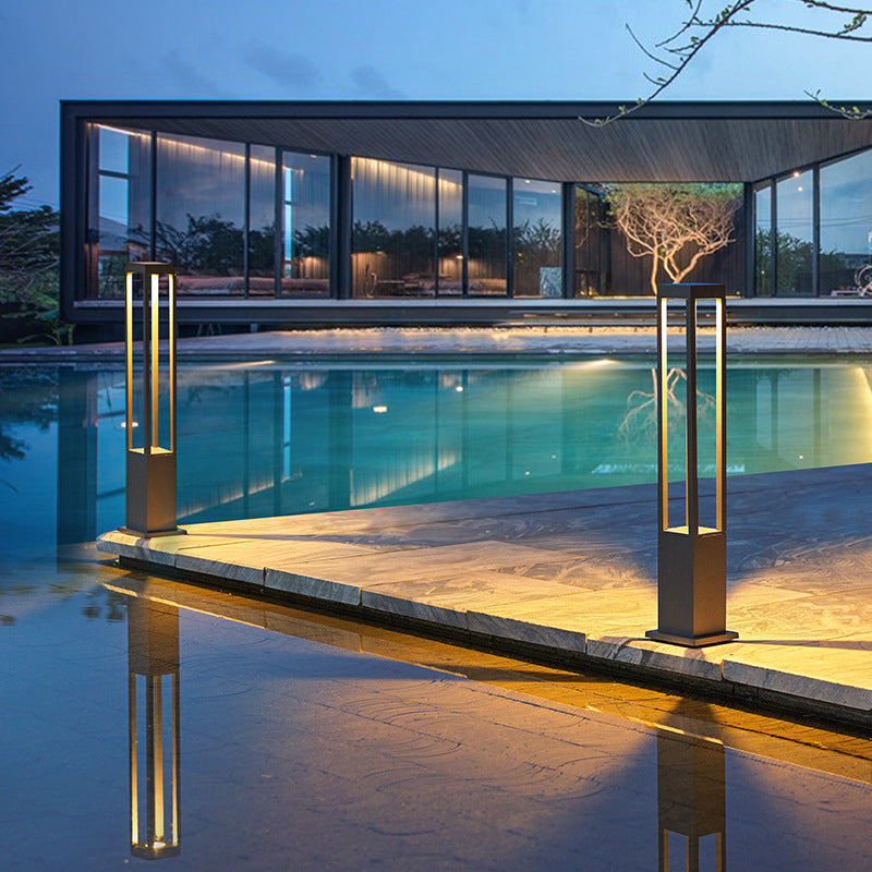 Minimalist cylinder square gray landscape lighting, Lighom — Small / 220V-240V (UK/AU)