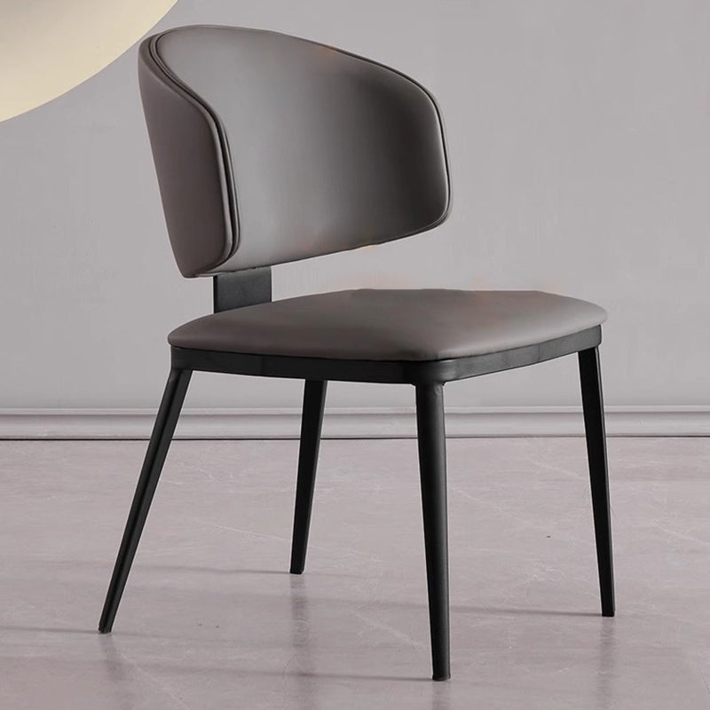 Minimalist Microfiber Leather Steel Dining Chair