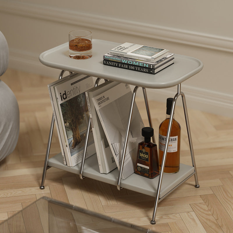 Scandinavian Stainless Steel Rectangular Bookshelf 2-Tier — Gray