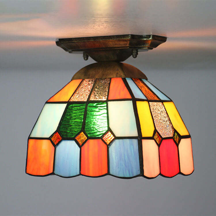 Tiffany Stained Glass Dome Ceiling Light