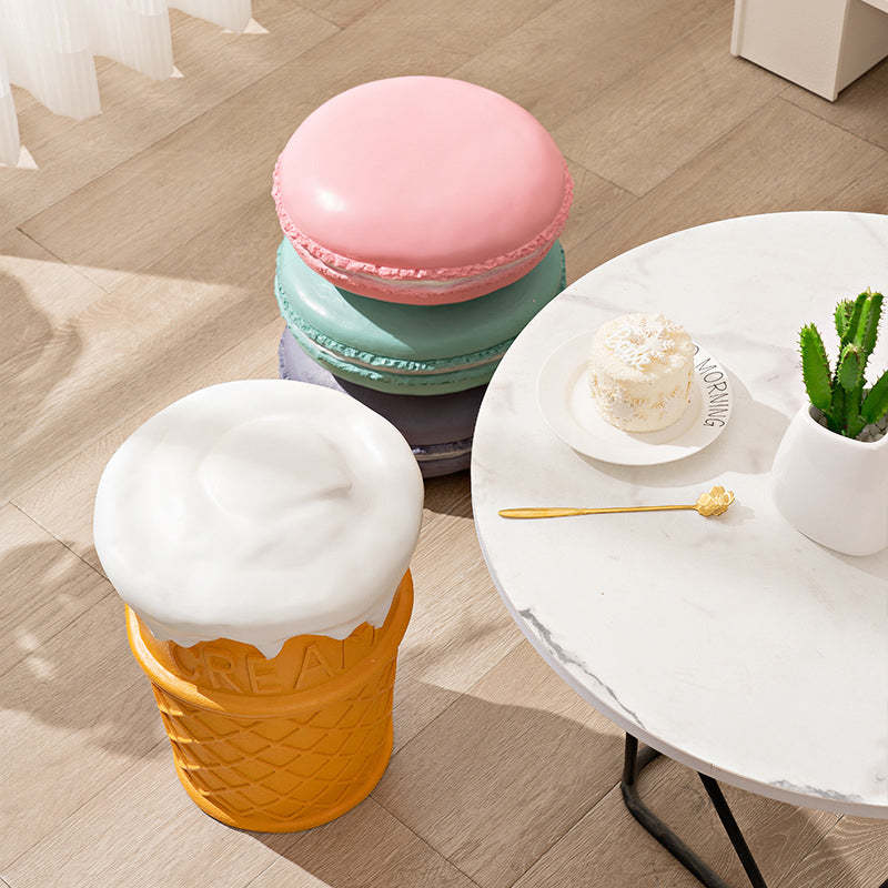Contemporary Resin Donut Ice Cream Cylindrical Chair