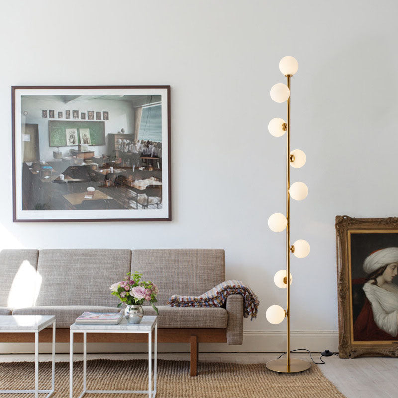 Scandinavian Cylindrical Metal Glass 9-Light Floor Lamp