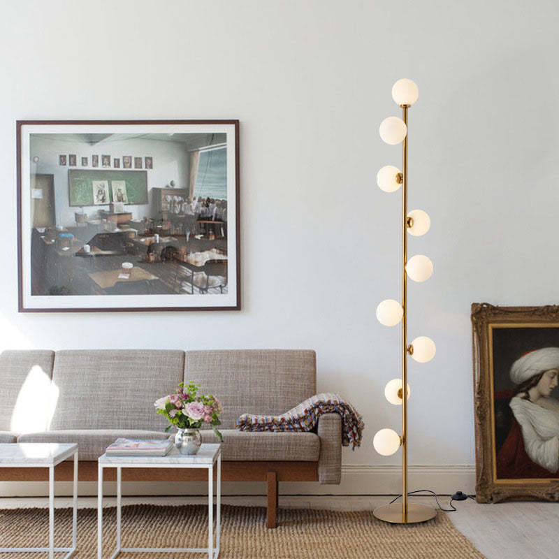 Scandinavian Cylindrical Metal Glass 9-Light Floor Lamp