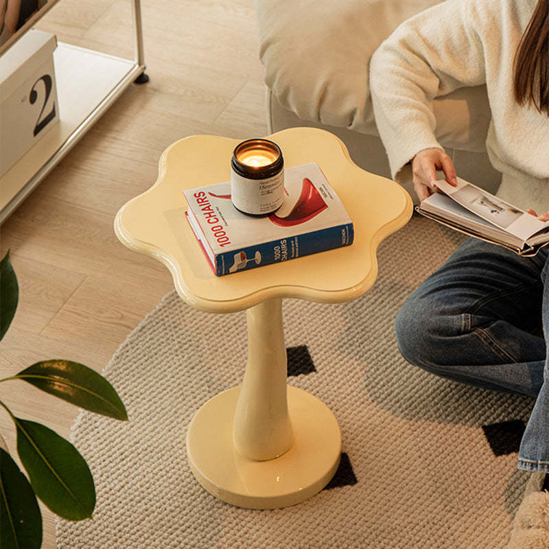 French Petal Wood Iron Side Table