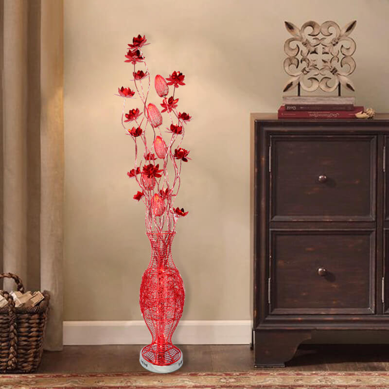 European Vase Flower Aluminum LED Floor Lamp