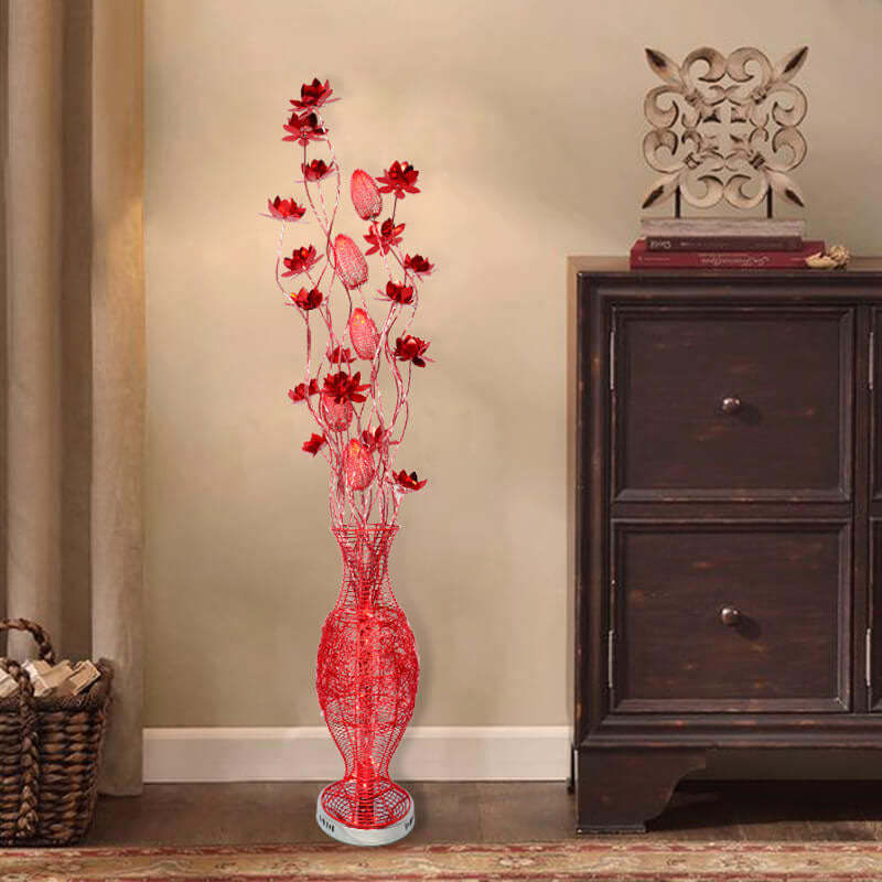 European Vase Flower Aluminum LED Floor Lamp