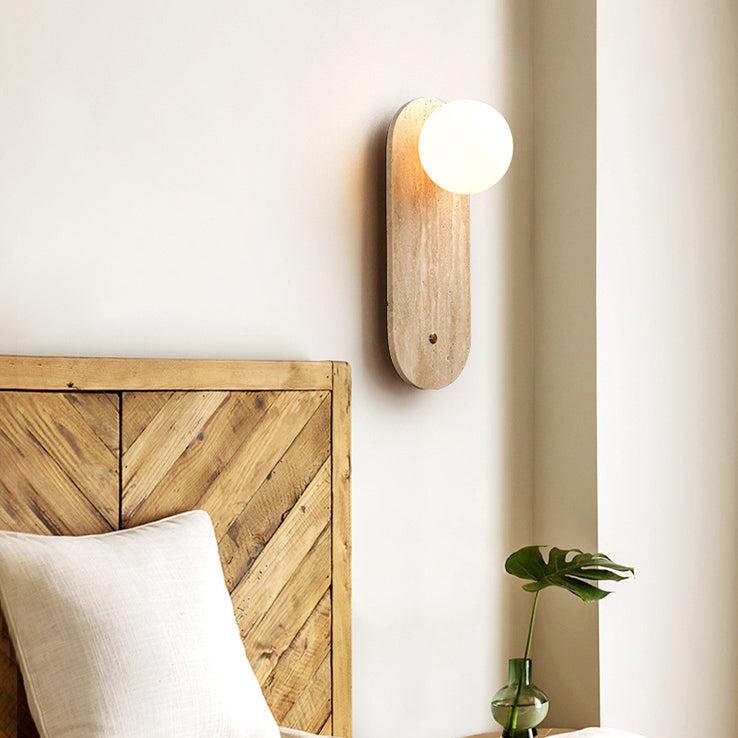Japanese Oval Yellow Travertine Sconce