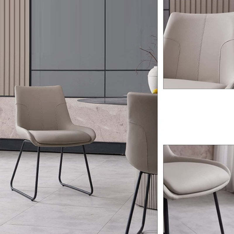 Nordic Leather Metal Trapezoidal Dining Chair