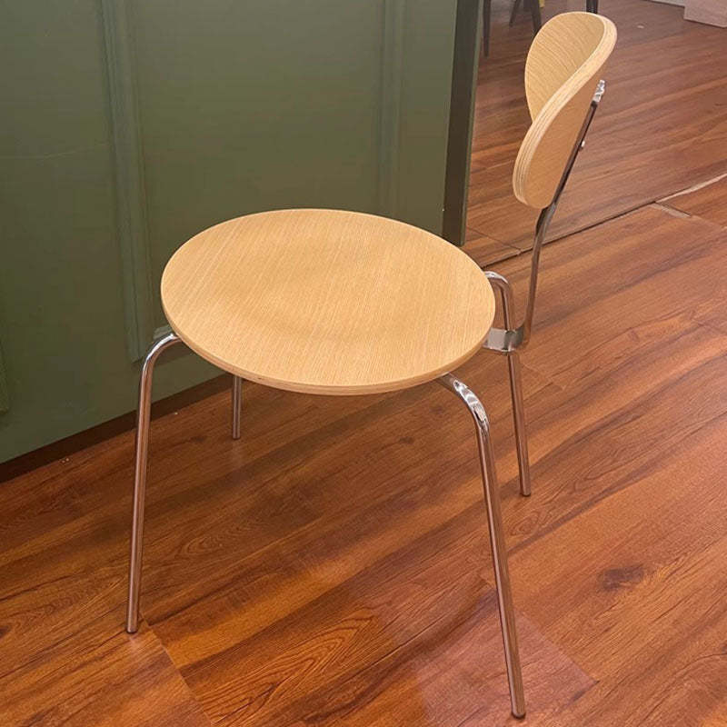 Nordic Wood Steel Round Dining Chair