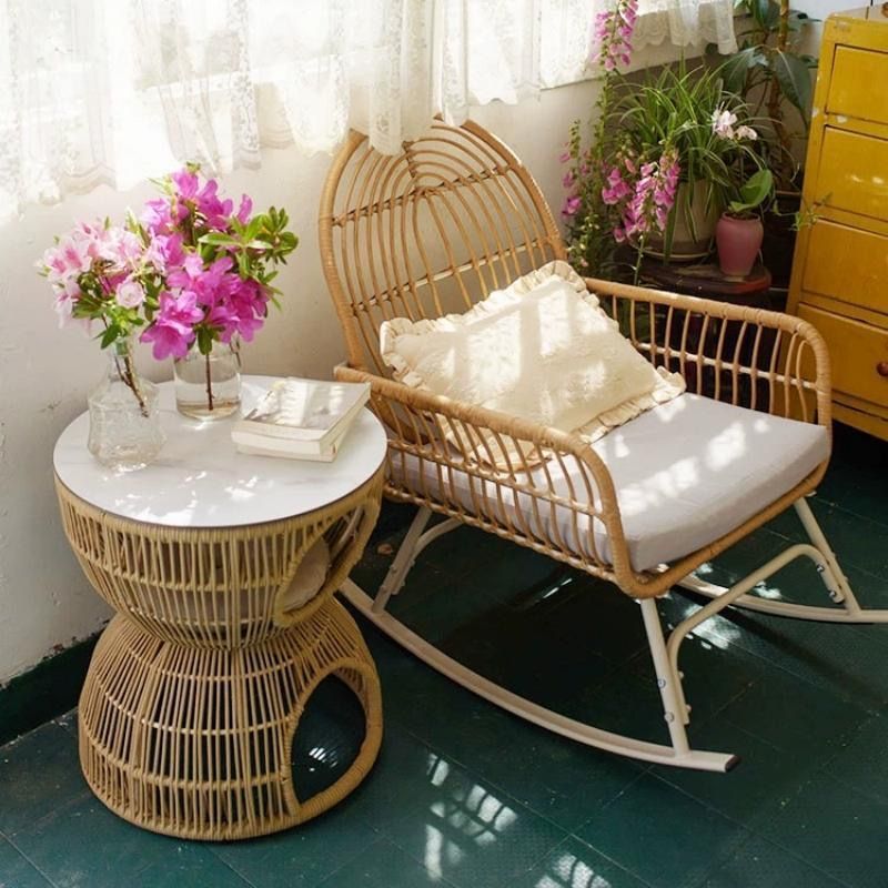 Chinese Rattan Steel Cushion Recliner