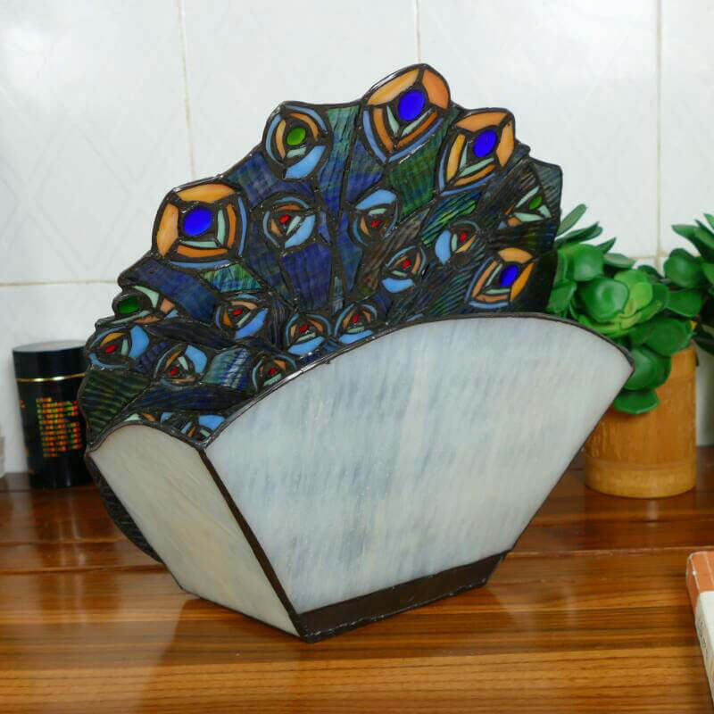 Tiffany Retro Stained Glass Peacock Lamp