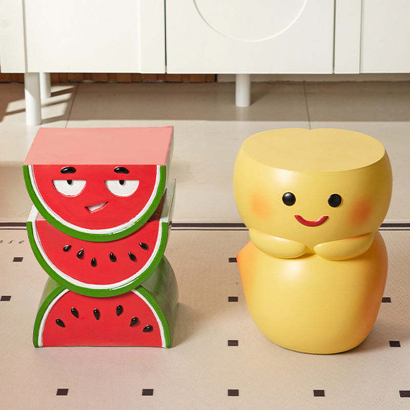 Contemporary Watermelon Peach Resin Coffee Table — A