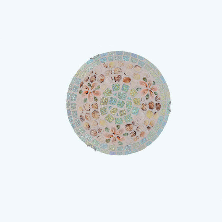 Tiffany Mosaic Shell Flush Mount Light