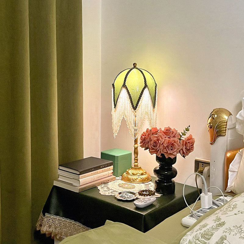 French Tassel Leaf Iron Fabric Table Lamp