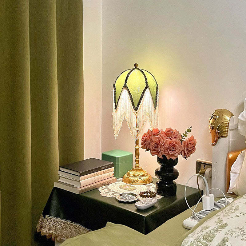 French Tassel Leaf Iron Fabric Table Lamp