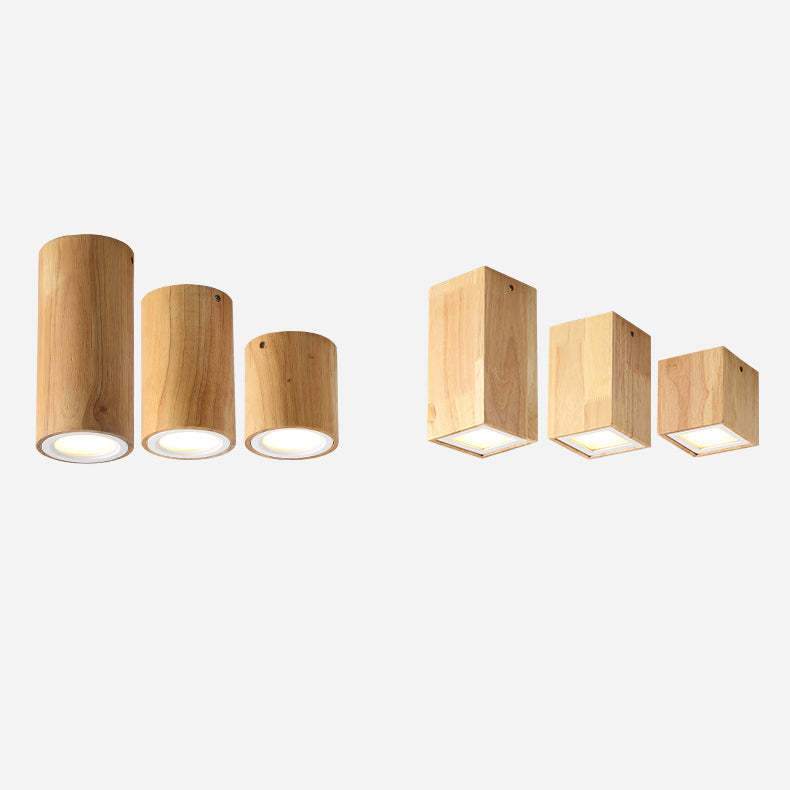 Nordic Wood Tube LED Flush Mount Light