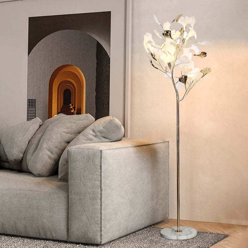 Nordic Romantic Ginkgo Leaf Iron 5-Light Floor Lamp