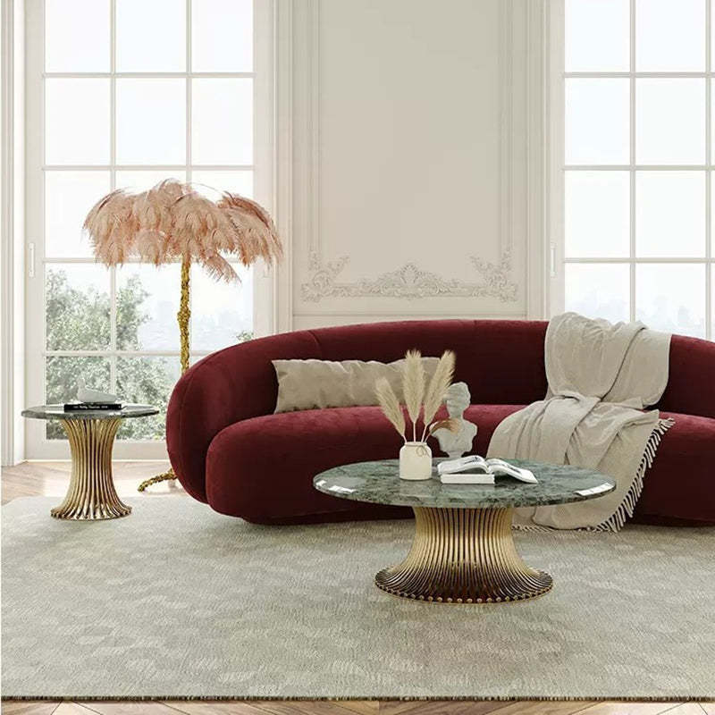 Contemporary Marble Steel Coffee Table Set
